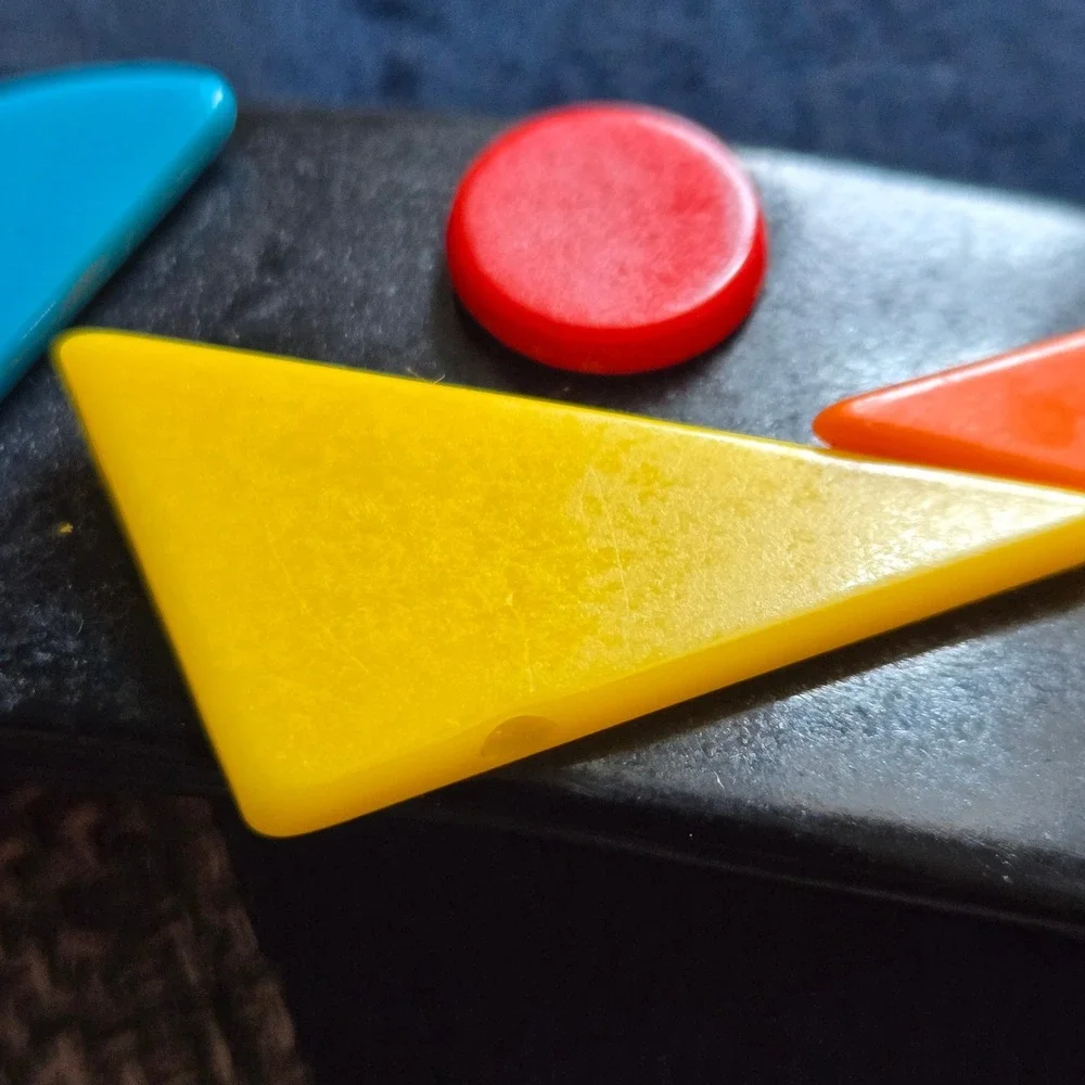 Vintage 80s Geometric French Barrette Hair Clip Memphis Style Colorblock Retro
